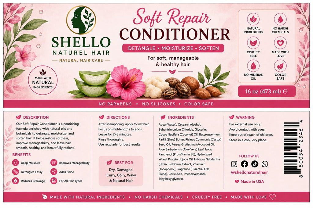 Shello Naturel Hair – Soft Repair Hair Care 16 oz