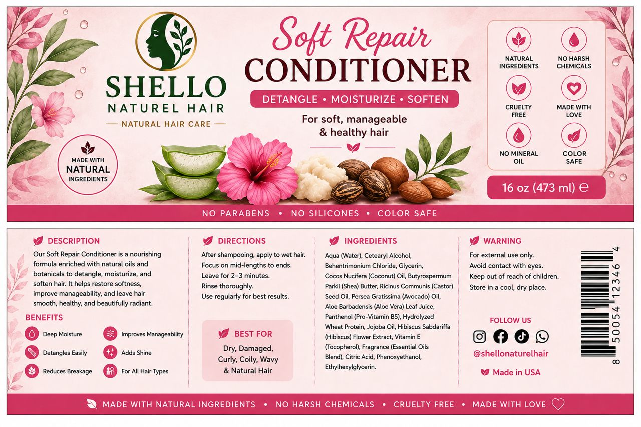 Shello Naturel Hair – Soft Repair Hair Care 16 oz