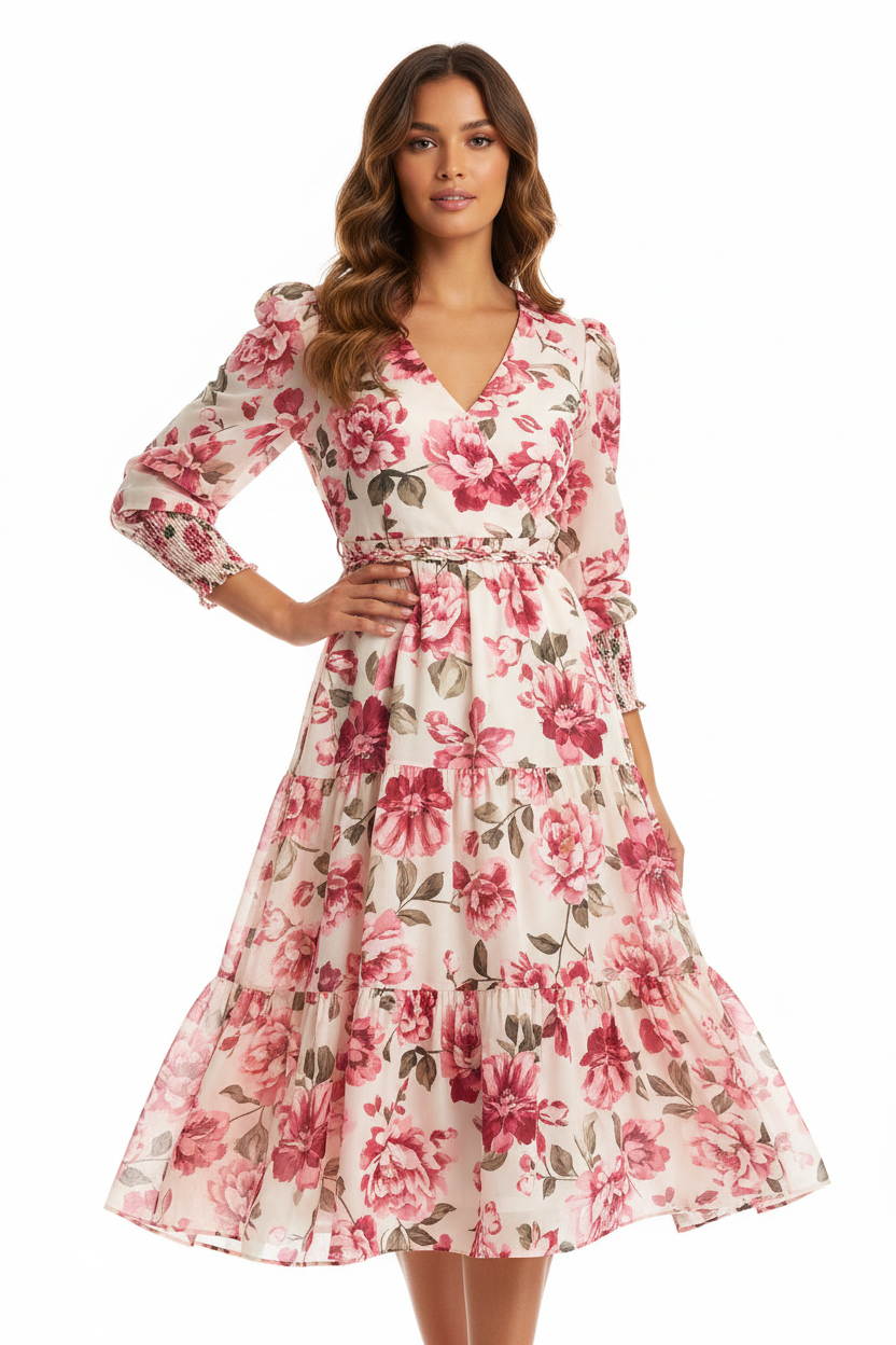 Wòb Floral Wouj